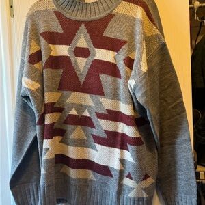 Baltic Born Gray and Burgundy Geometric Men's Sweater